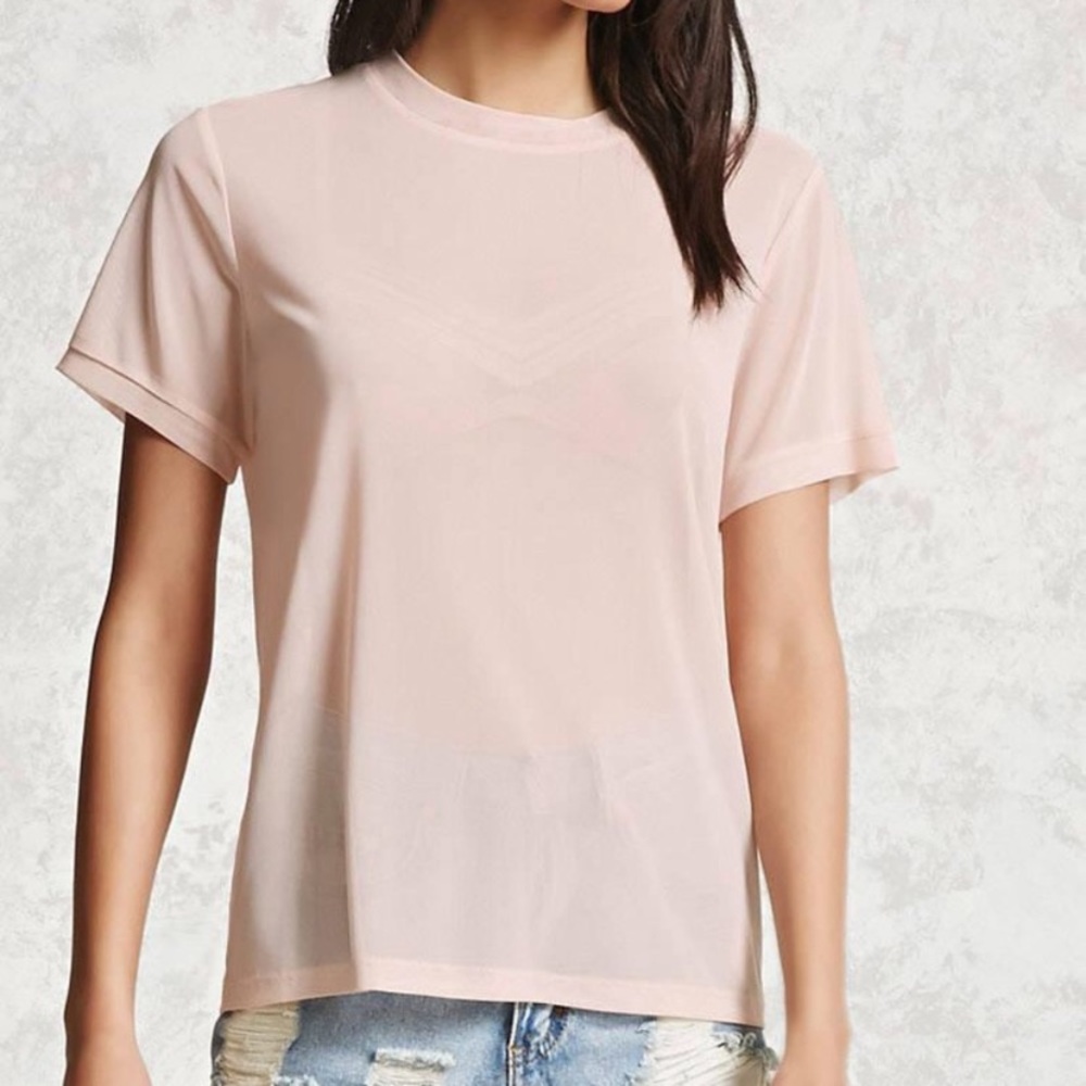Pink Oversized Mesh Top
